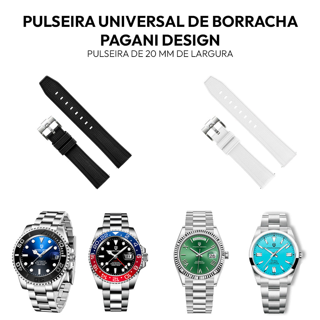 Pagani Design 20mm x 230mm Rubber Watch Strap