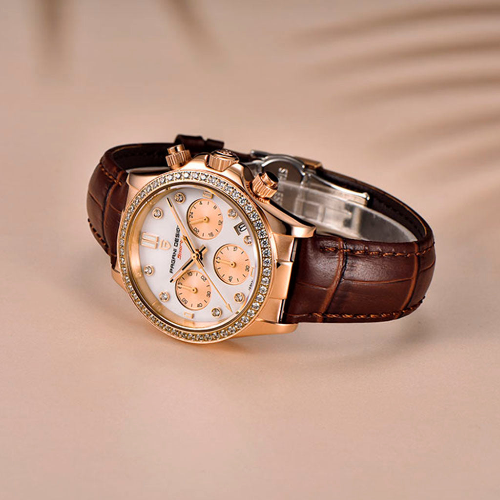 Pagani Design Daisy Women's Watch - Gold and Brown