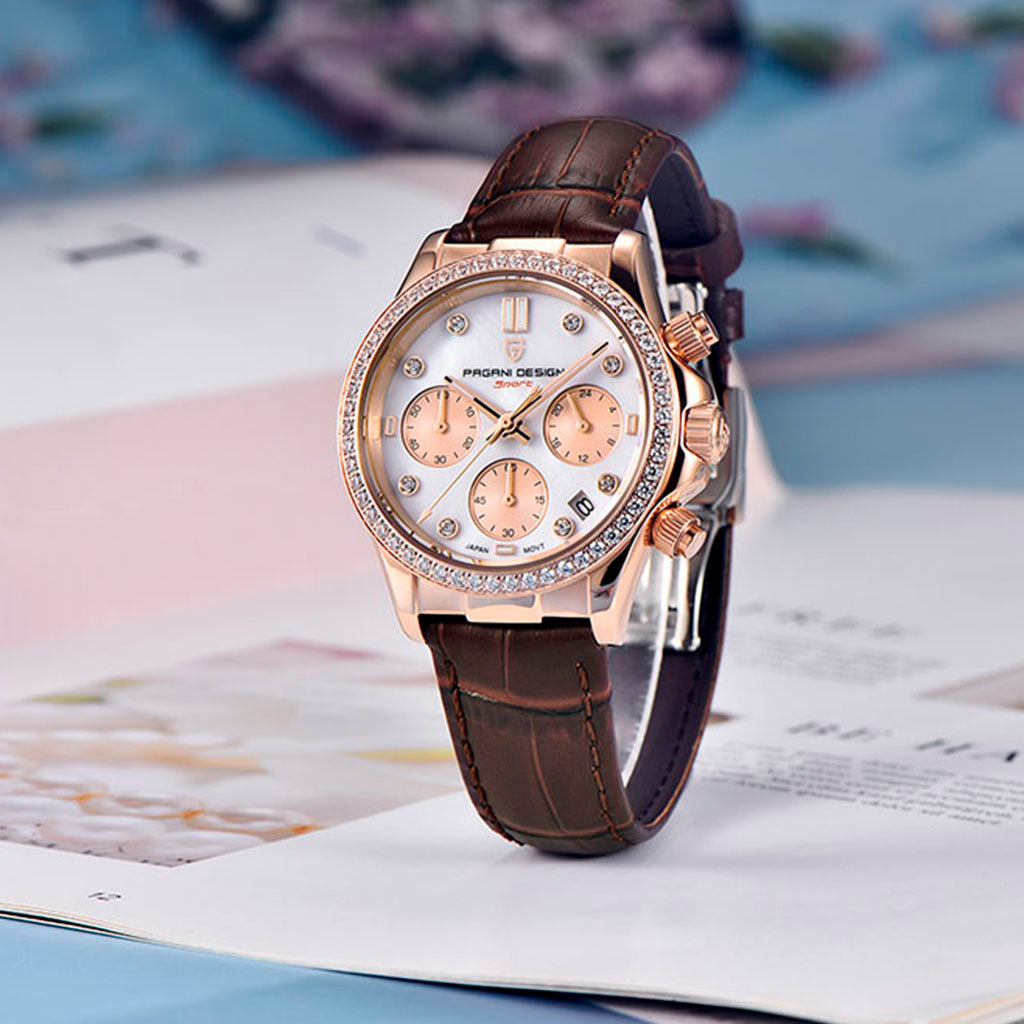 Pagani Design Daisy Women's Watch - Gold and Brown
