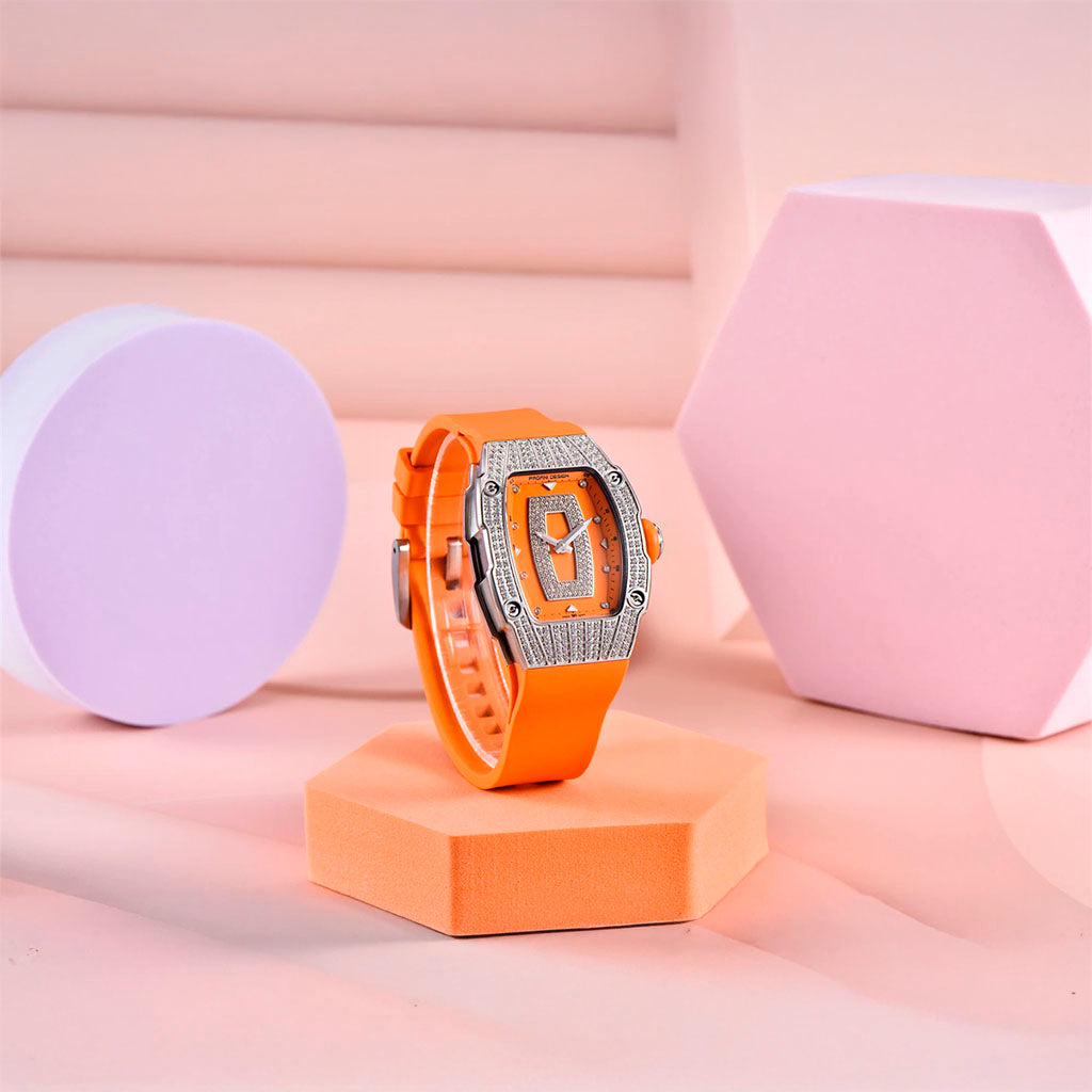 Pagani Design Women's Marigold Orange and Silver Watch
