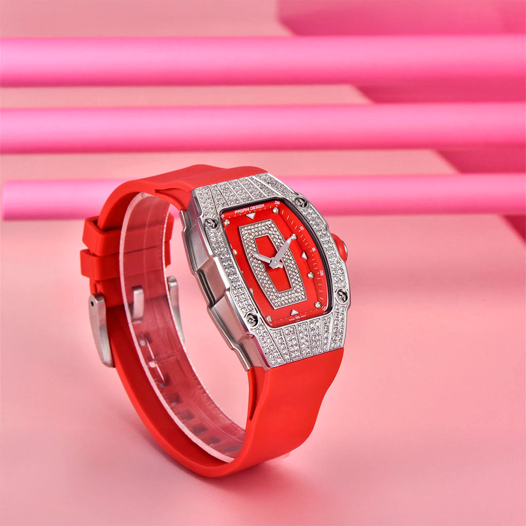 Pagani Design Women's Marigold Red and Silver Watch