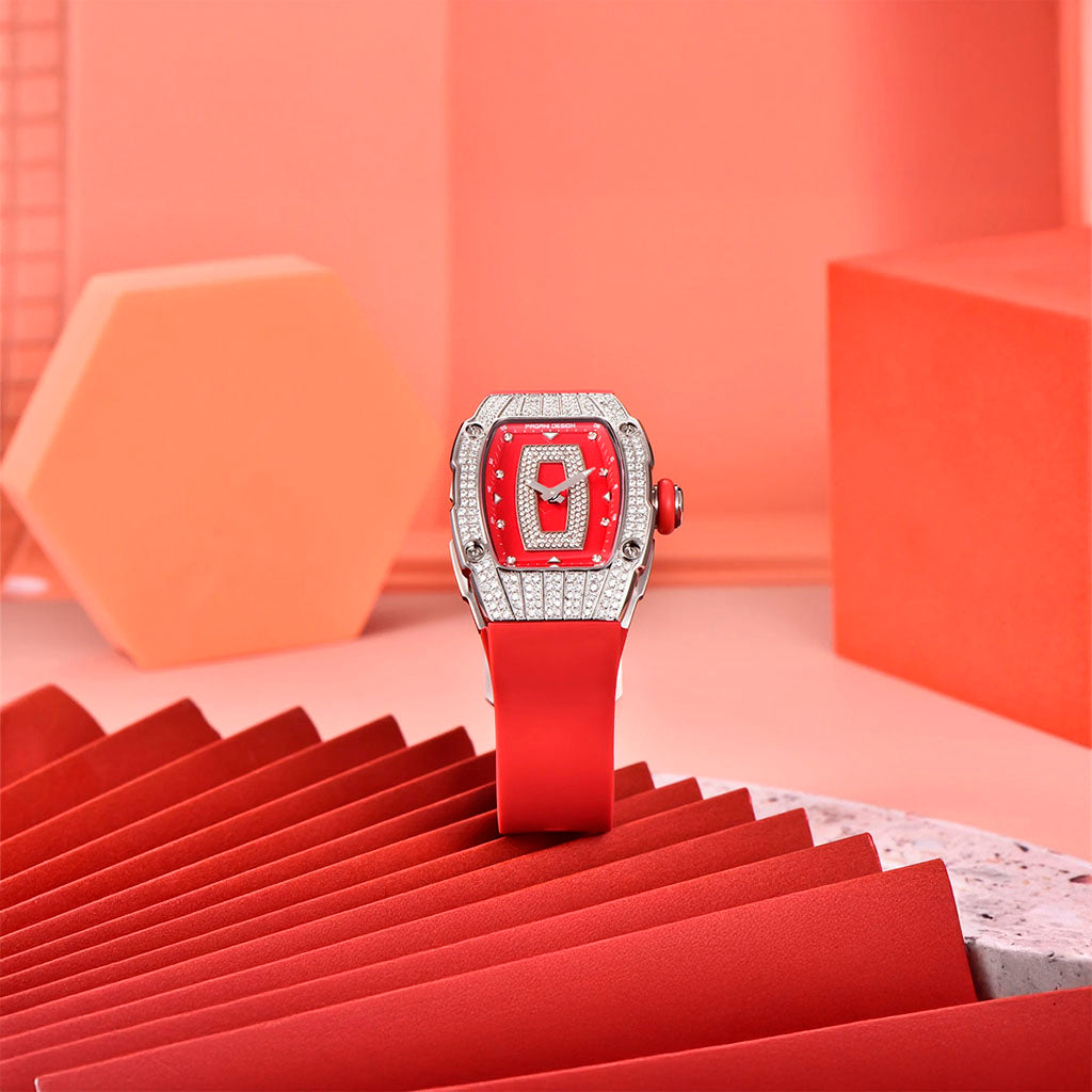 Pagani Design Women's Marigold Red and Silver Watch