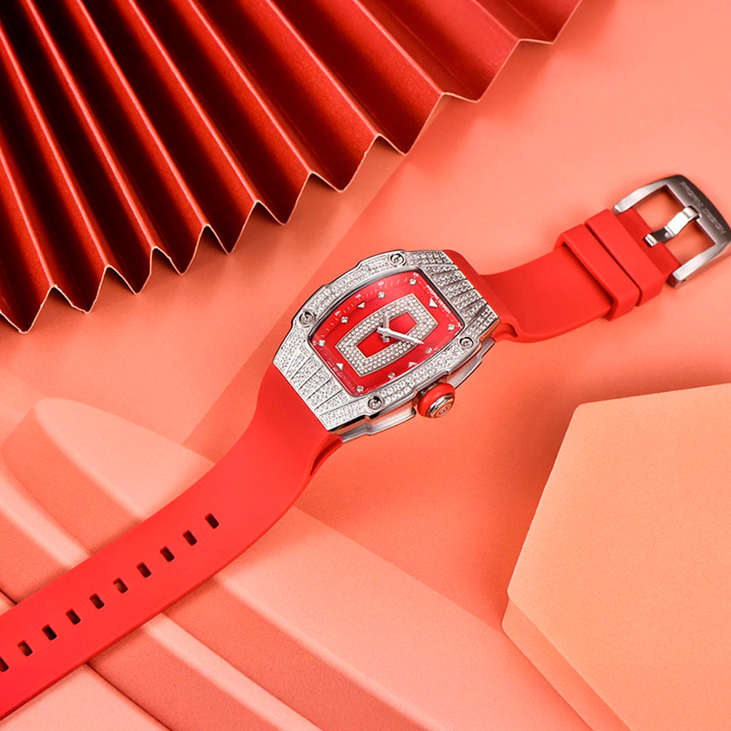 Pagani Design Women's Marigold Red and Silver Watch