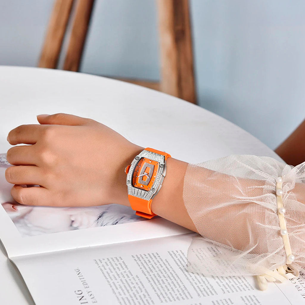Pagani Design Women's Marigold Orange and Silver Watch