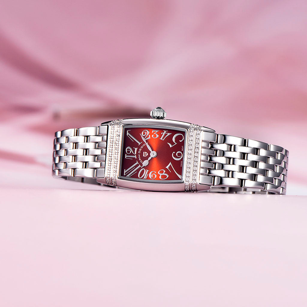 Pagani Design Women's Sunflower Watch - Silver and Red