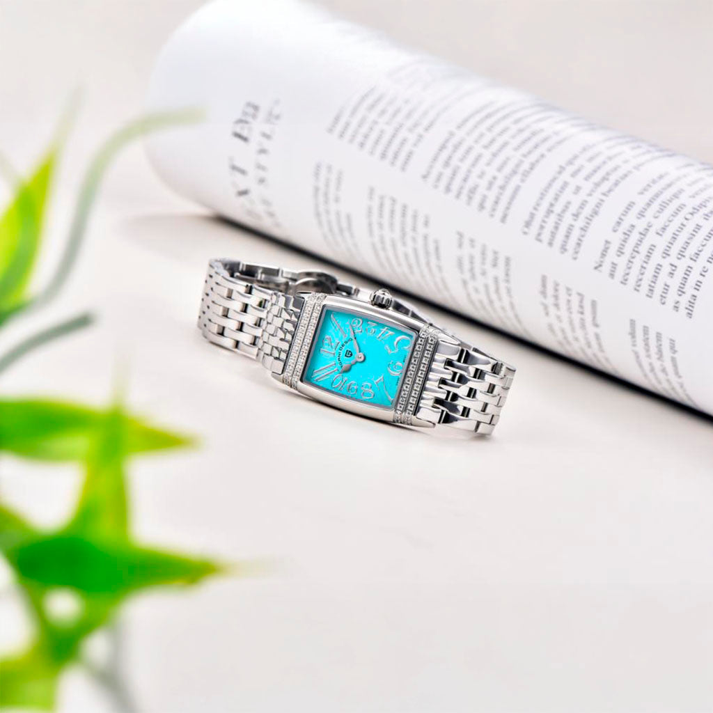 Pagani Design Women's Sunflower Watch in Silver and Blue