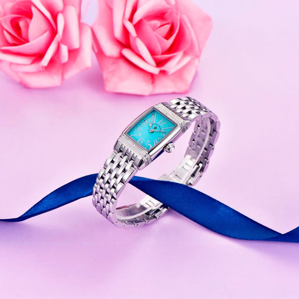 Pagani Design Women's Sunflower Watch in Silver and Blue