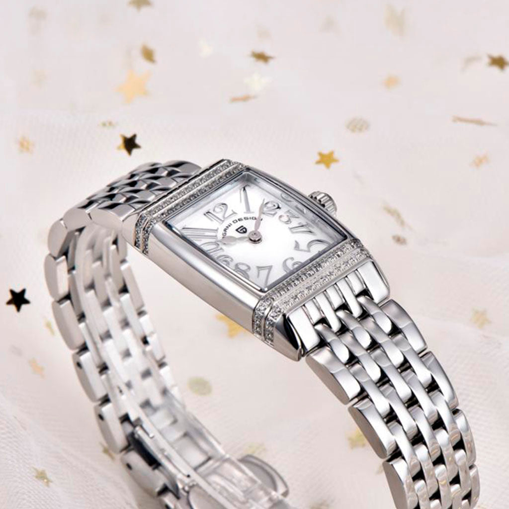 Pagani Design Women's Silver and White Sunflower Watch