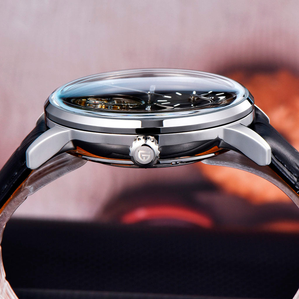 Pagani Design Silver and Black Tourbillon Watch